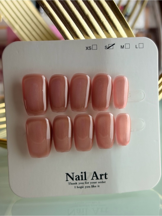 Other - Glossy Nude Pink Press-On Nail Set - Classic Almond Shape small
